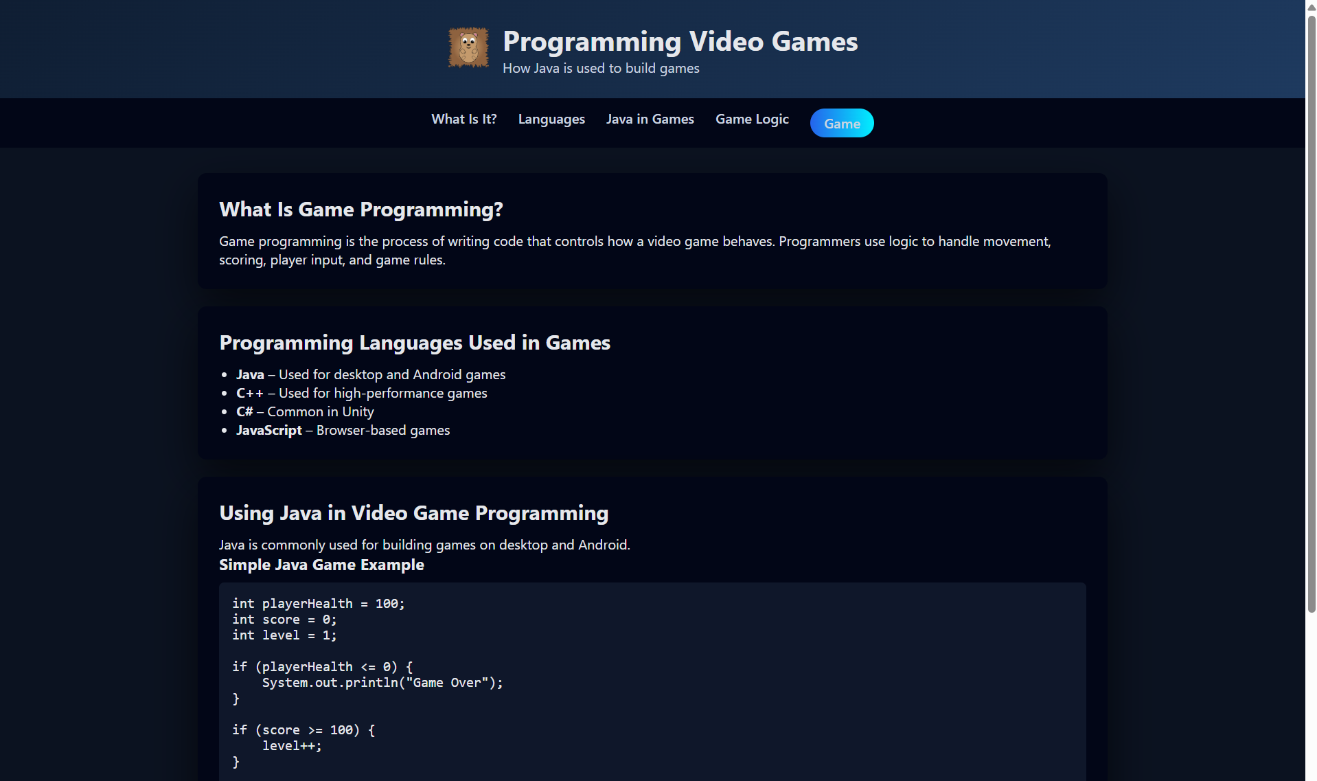 Video Game Project